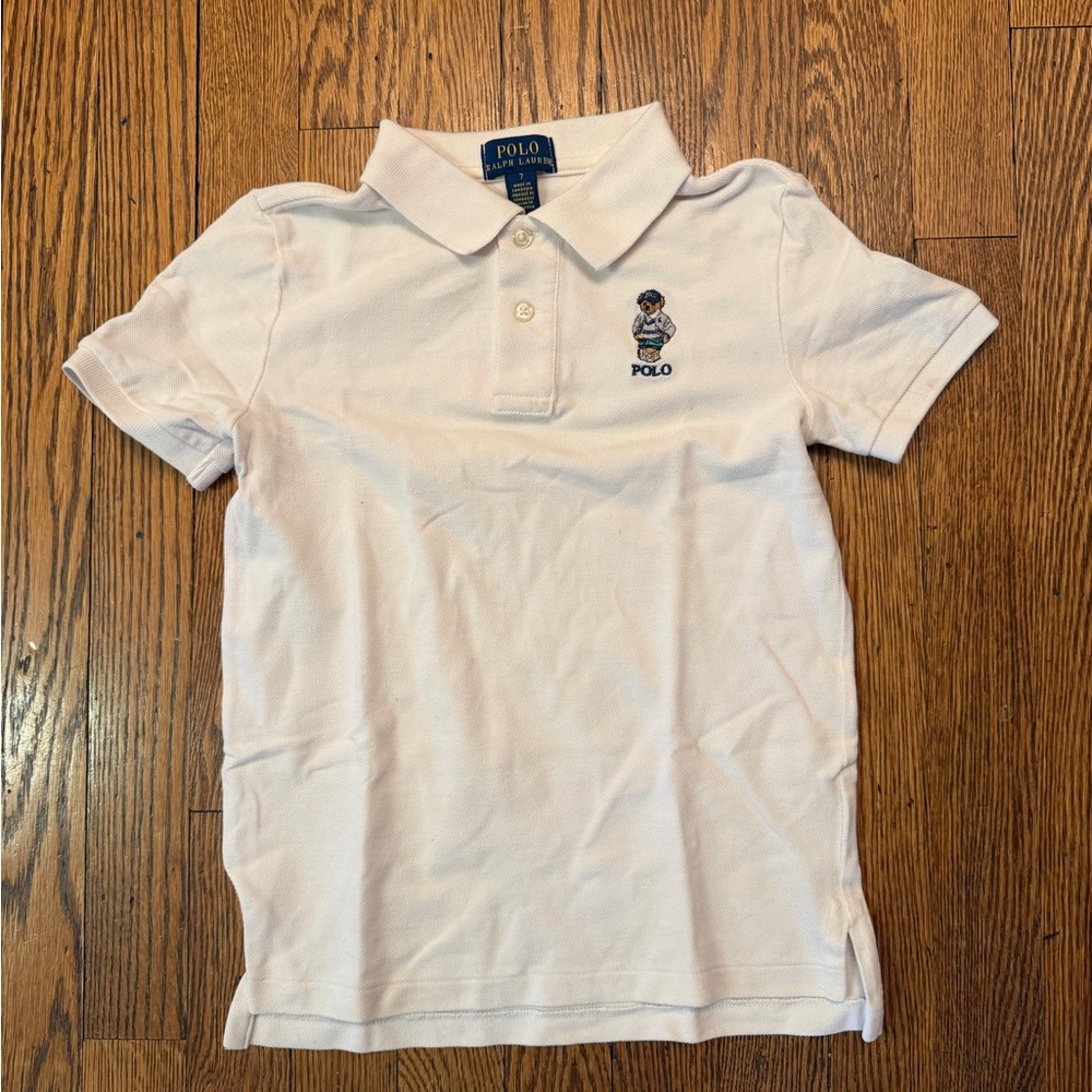 Polo bear polo shirt in off white